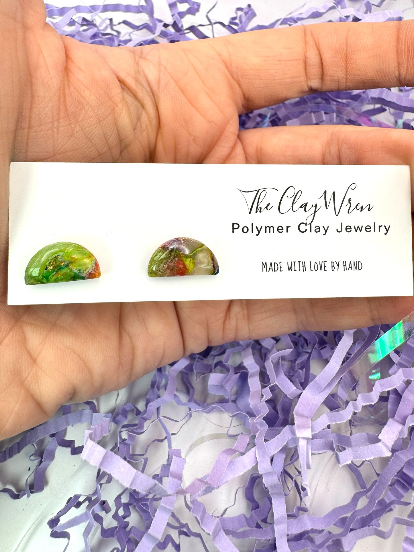 Rainbow Marble Studs- Slices