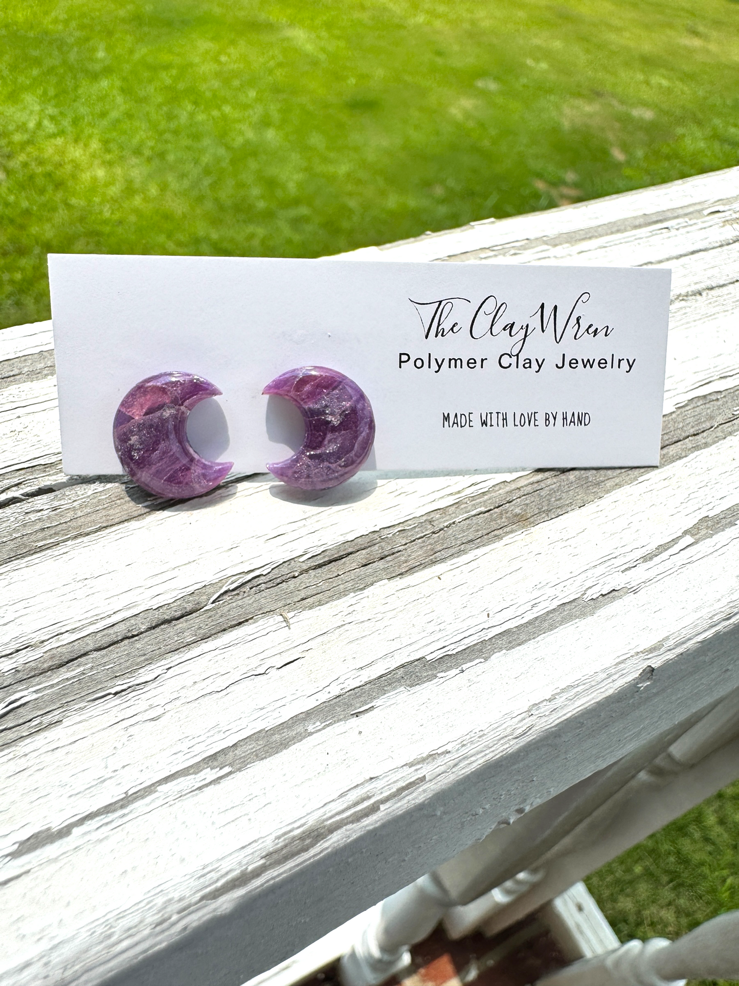 Purple Marble Studs- Moons