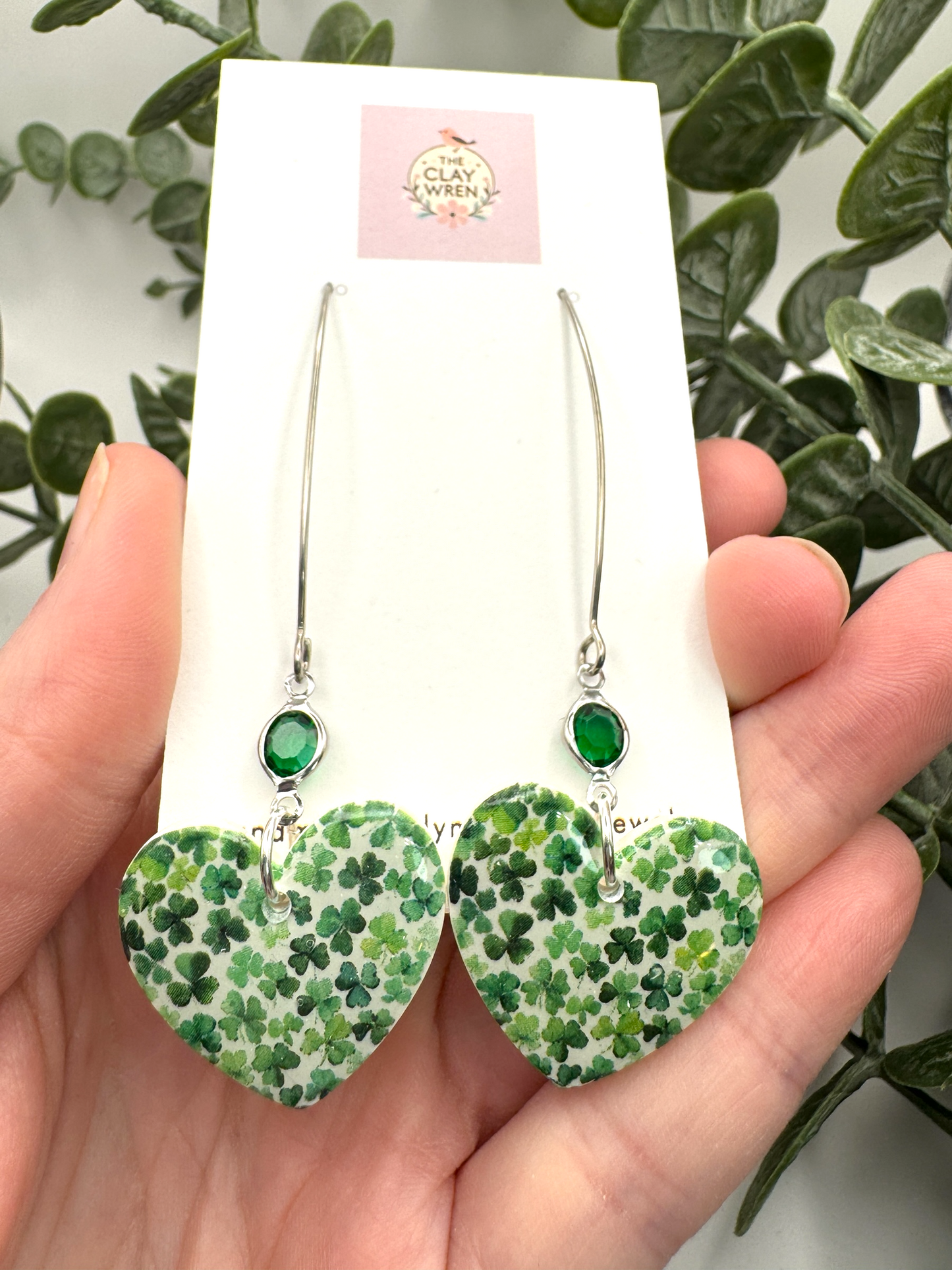 Shamrock hearts with charm (Silver)
