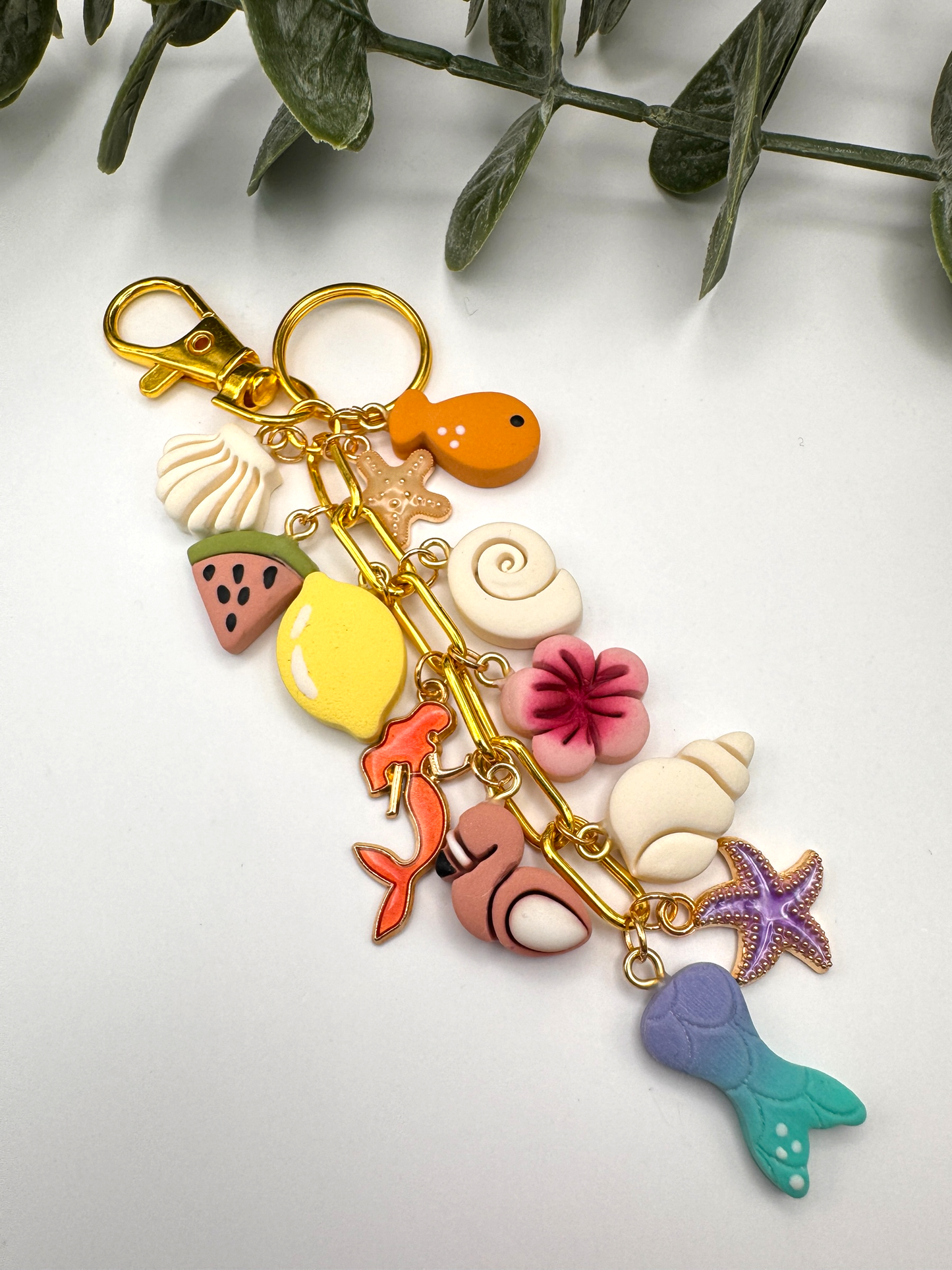 Ocean Getaway Bag Charm- Coral Mermaid