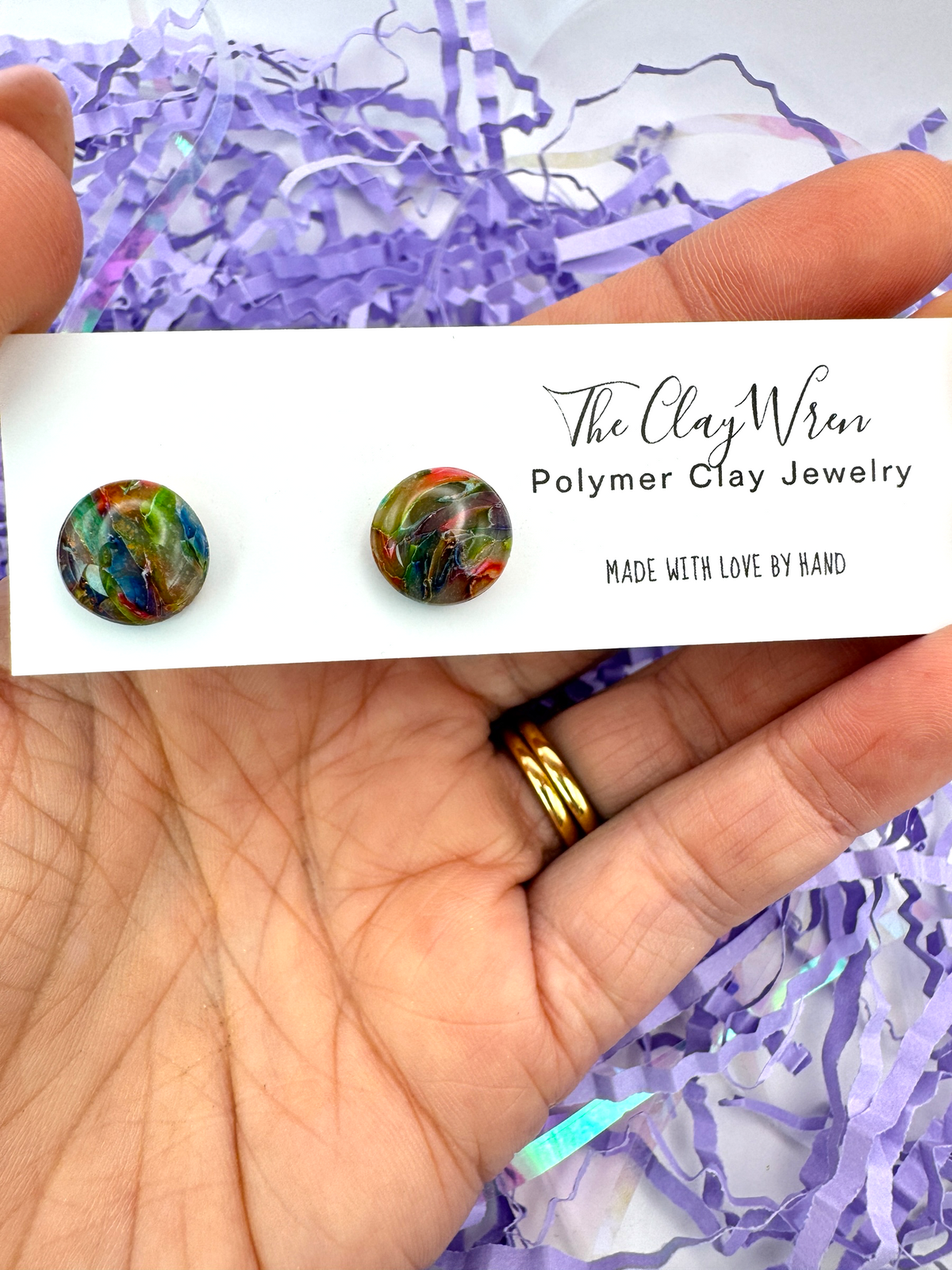 Rainbow Marble Studs