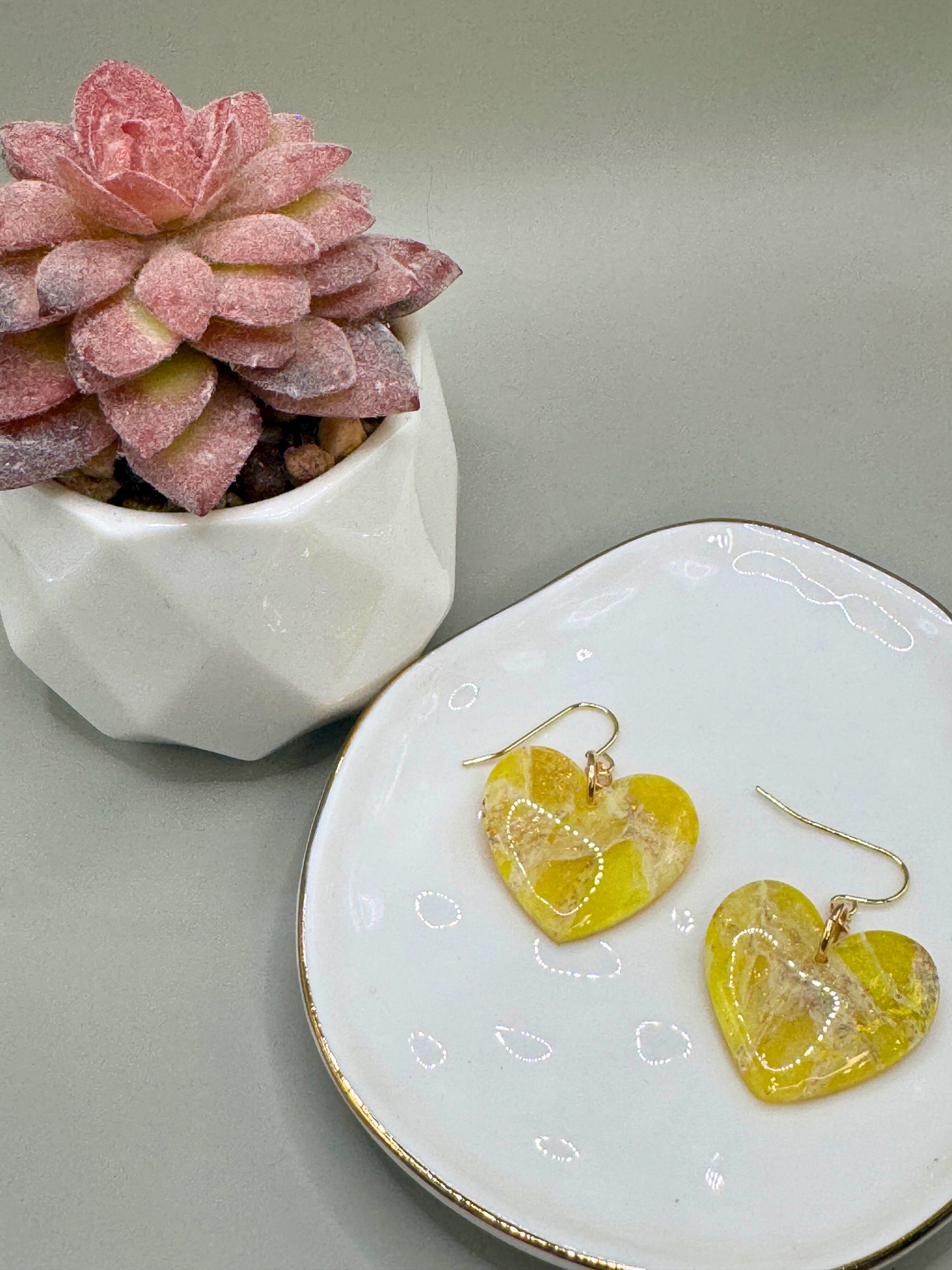 Faux stone Yellow Dangles