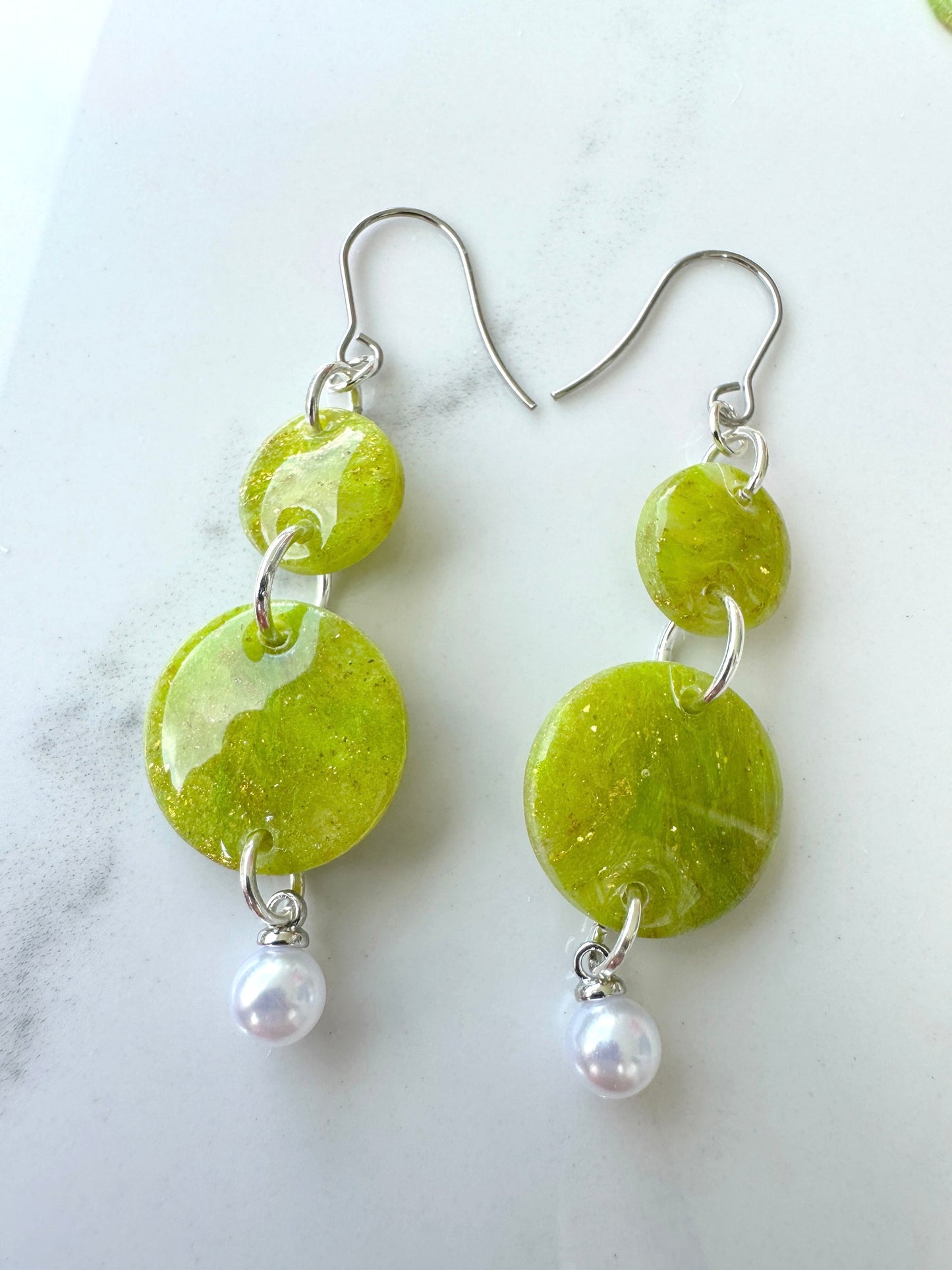 Peridot Inspired Dangles with Pearl