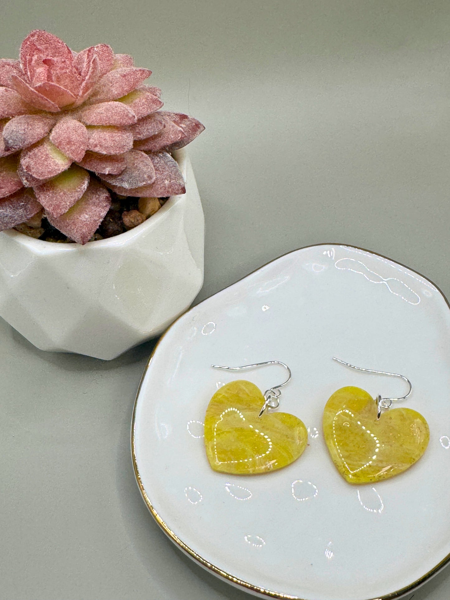 Faux stone Yellow Dangles