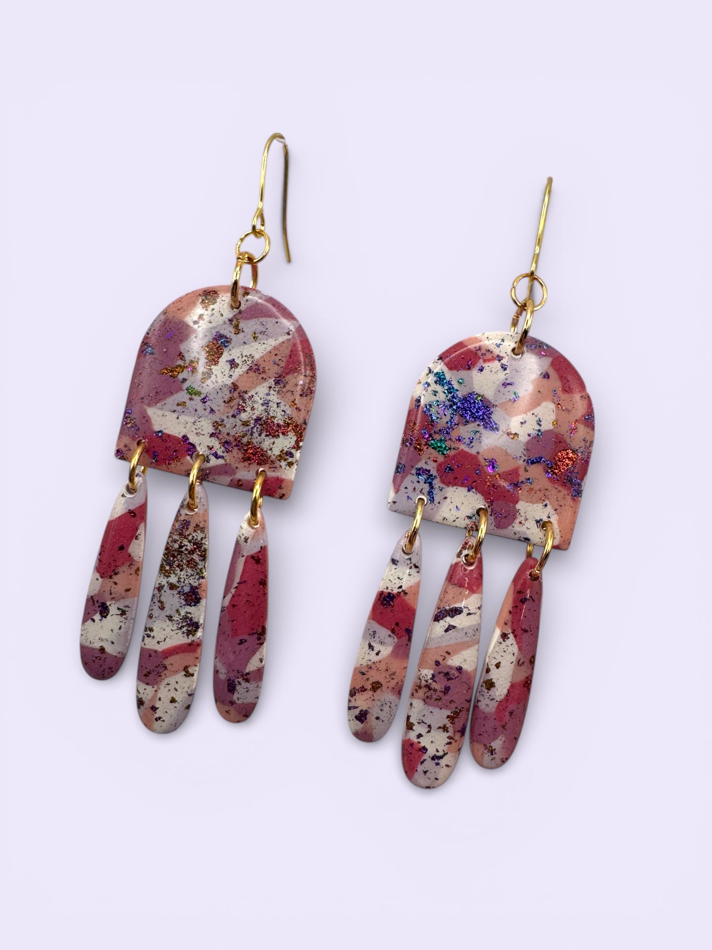 Multicolor Drop Dangles- Gold Hooks (Stainless Steel)