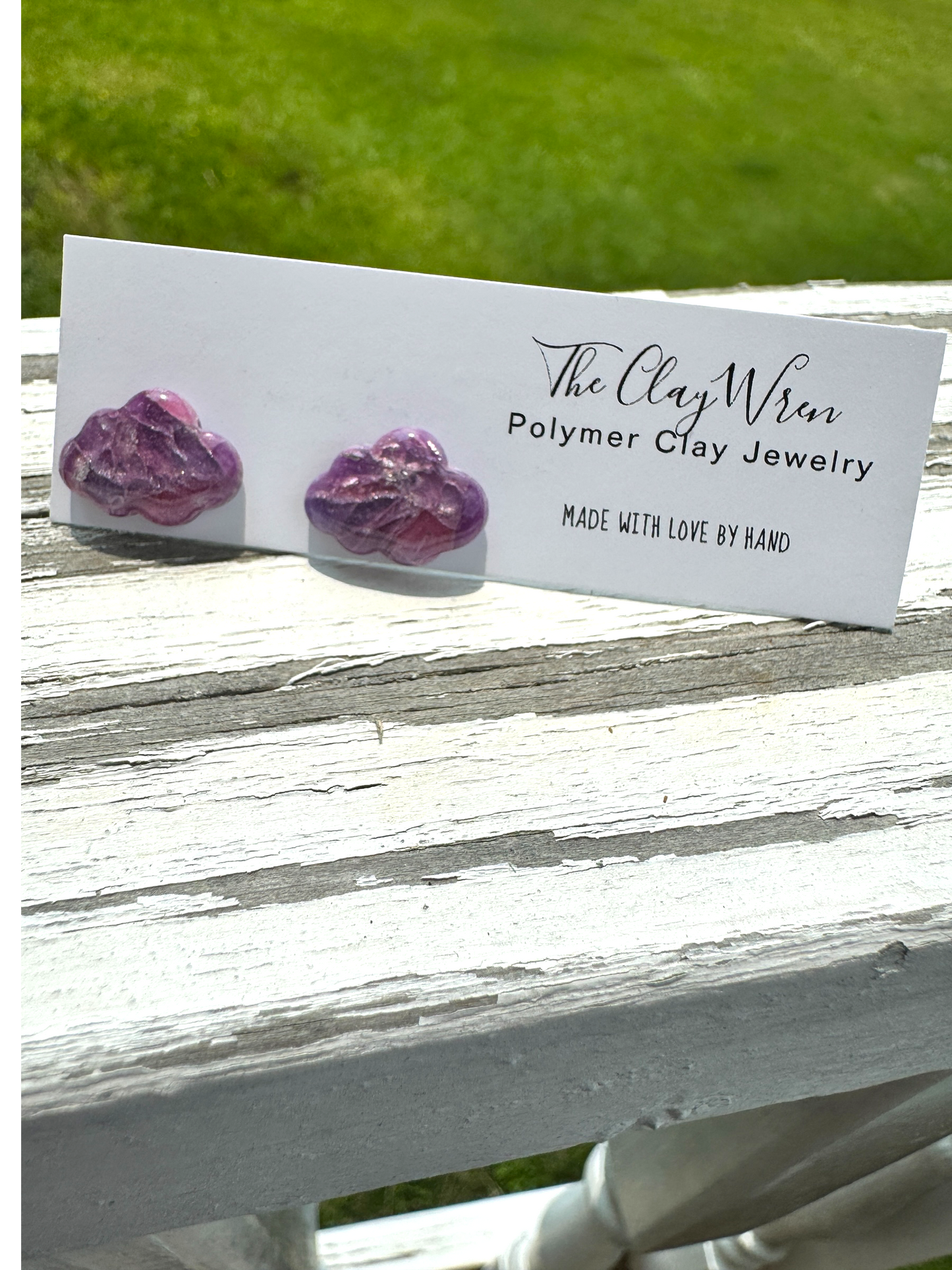 Purple Marble Studs- Clouds
