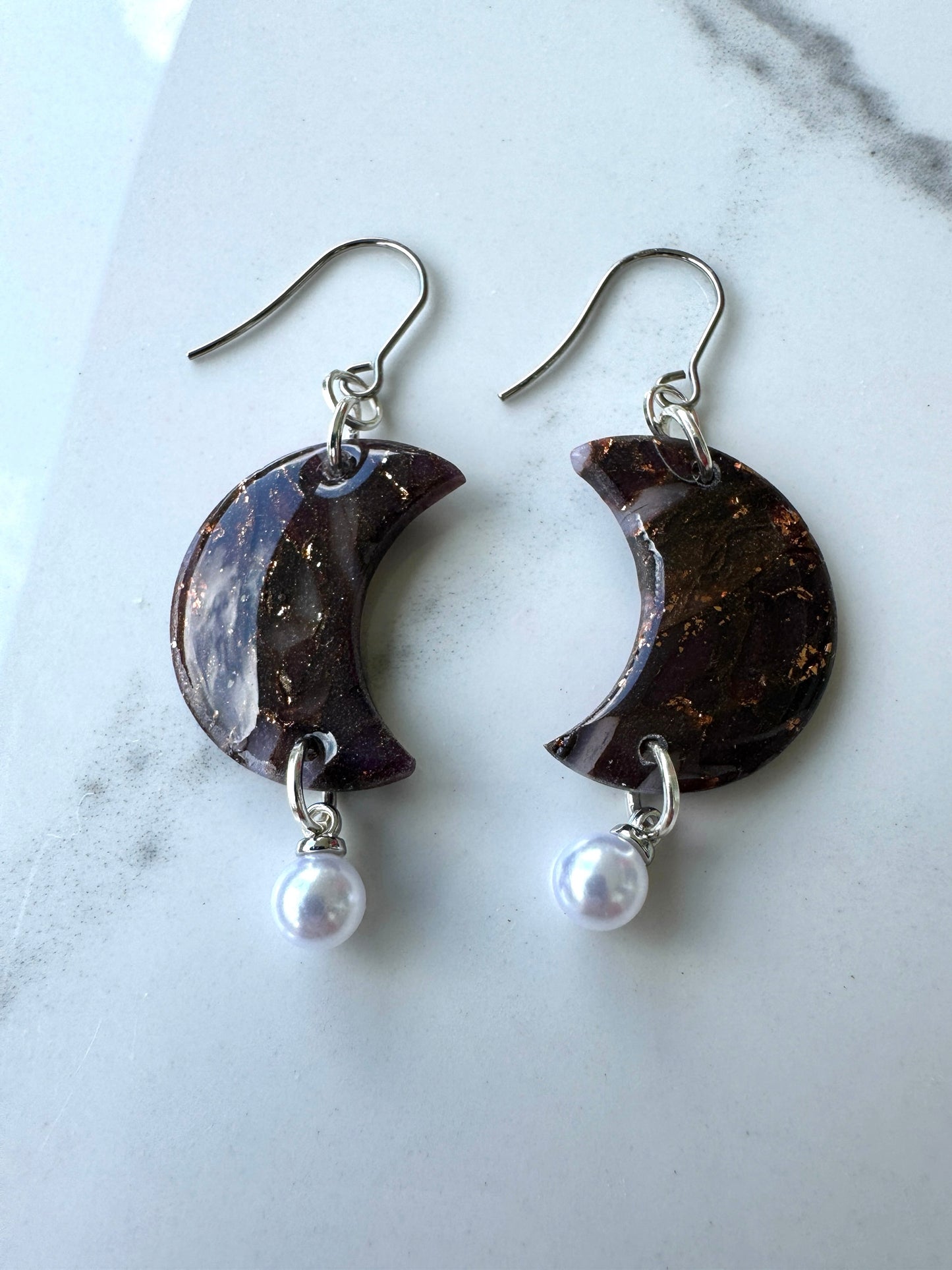 Copper Moon Dangles with Pearl