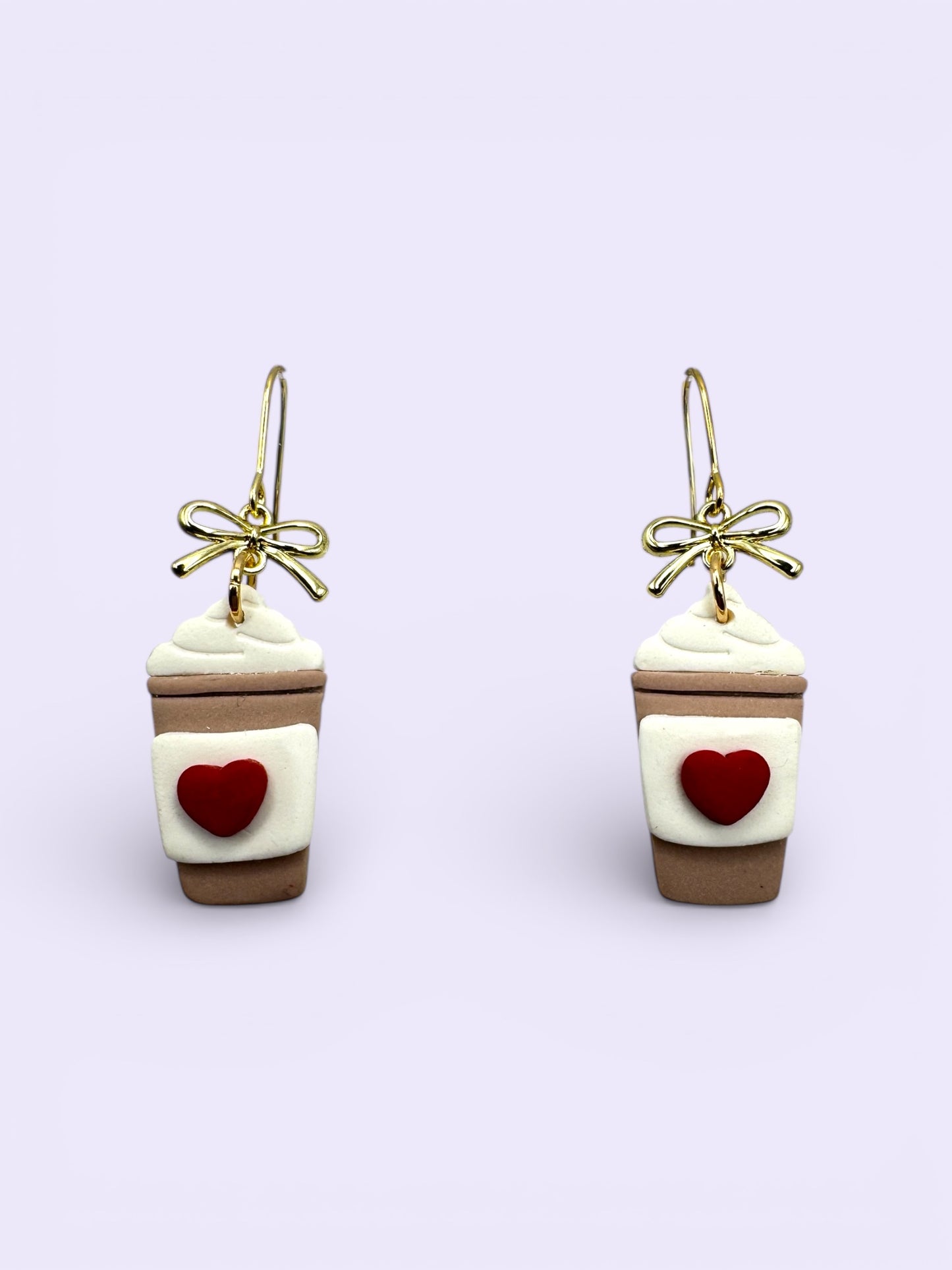 VDay Latte with Bow Charm- Gold Hooks (Stainless Steel)