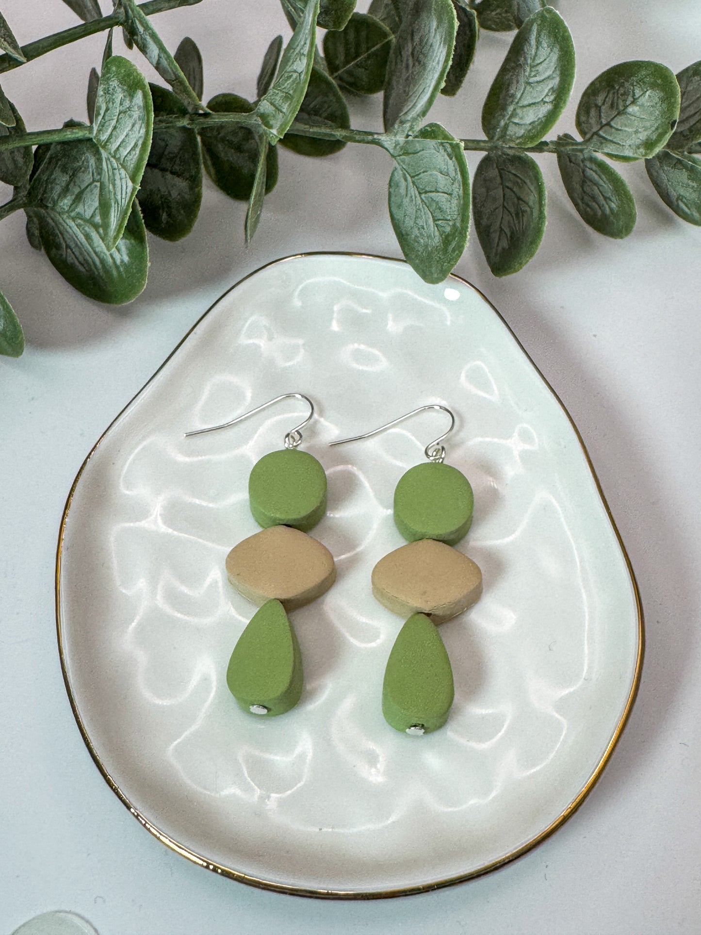 3 Tiered Green Bead Dangles