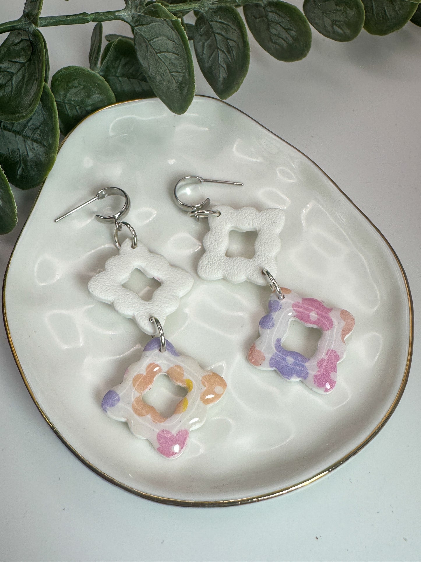 2- Tiered Scallop Diamond Huggies