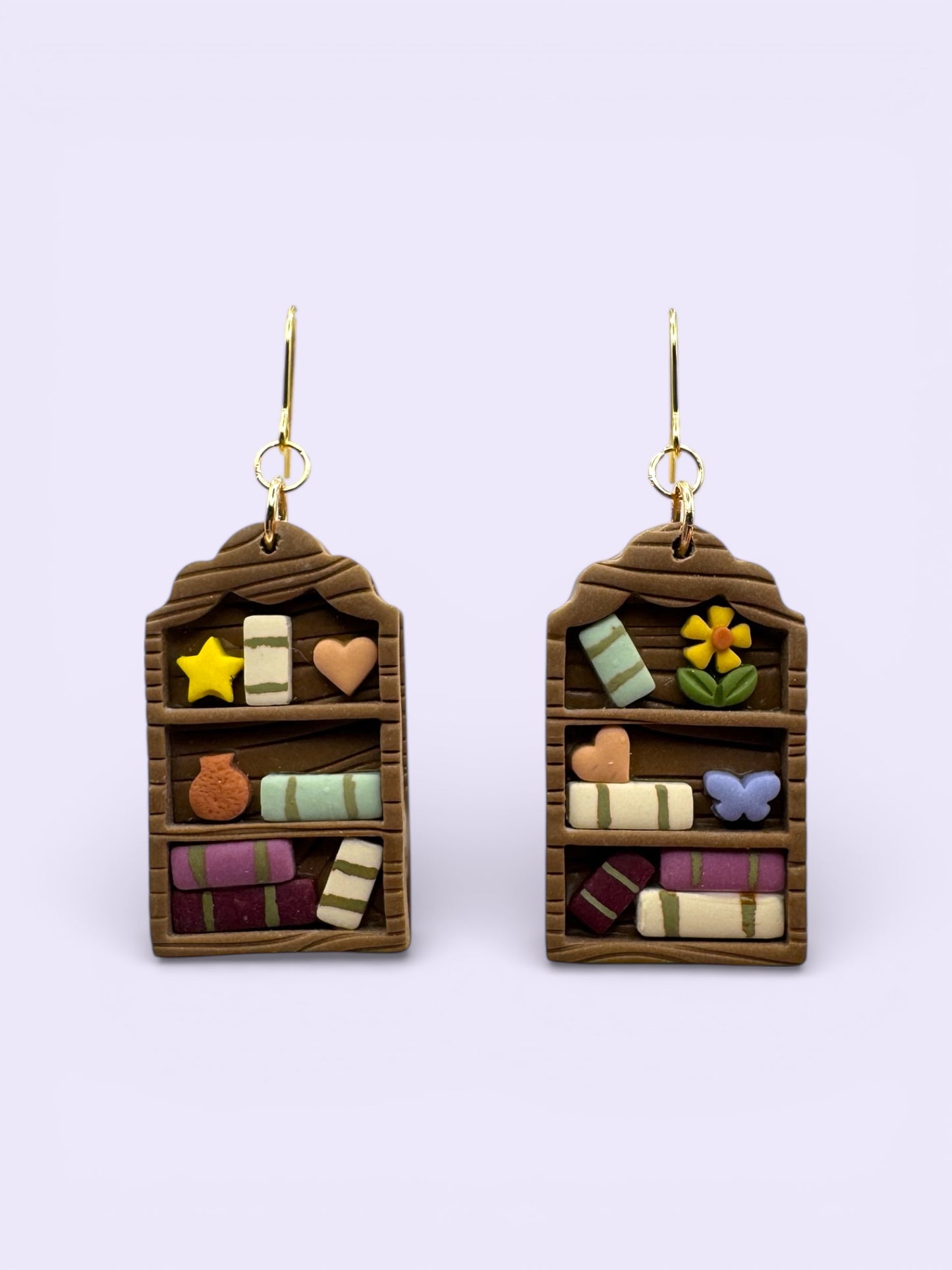 Large Bookshelf Dangles- Gold Hooks (Stainless Steel)