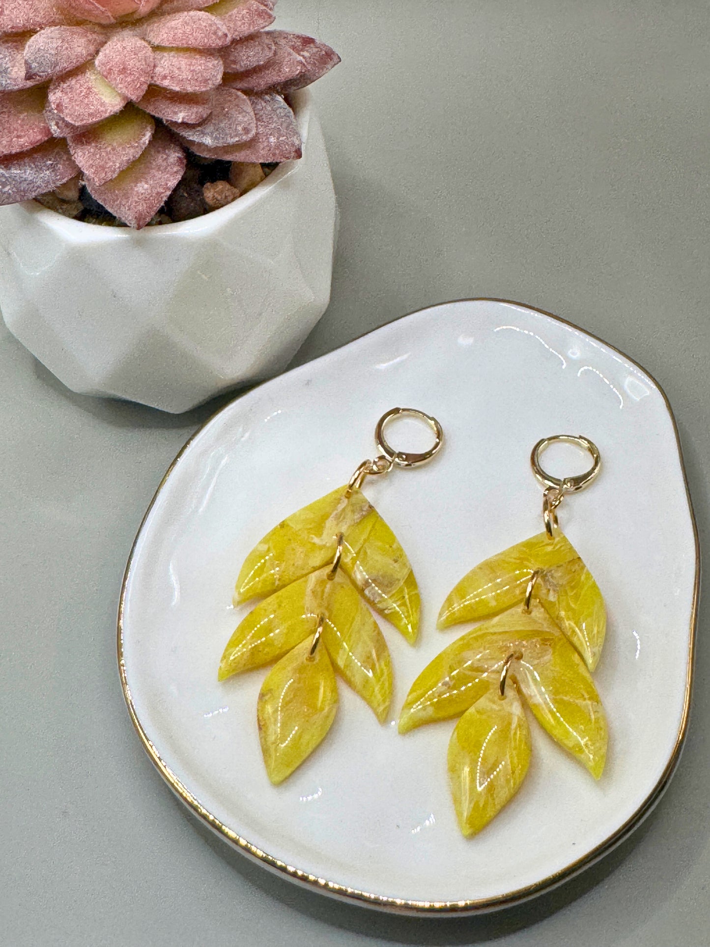 Faux stone Yellow Dangles