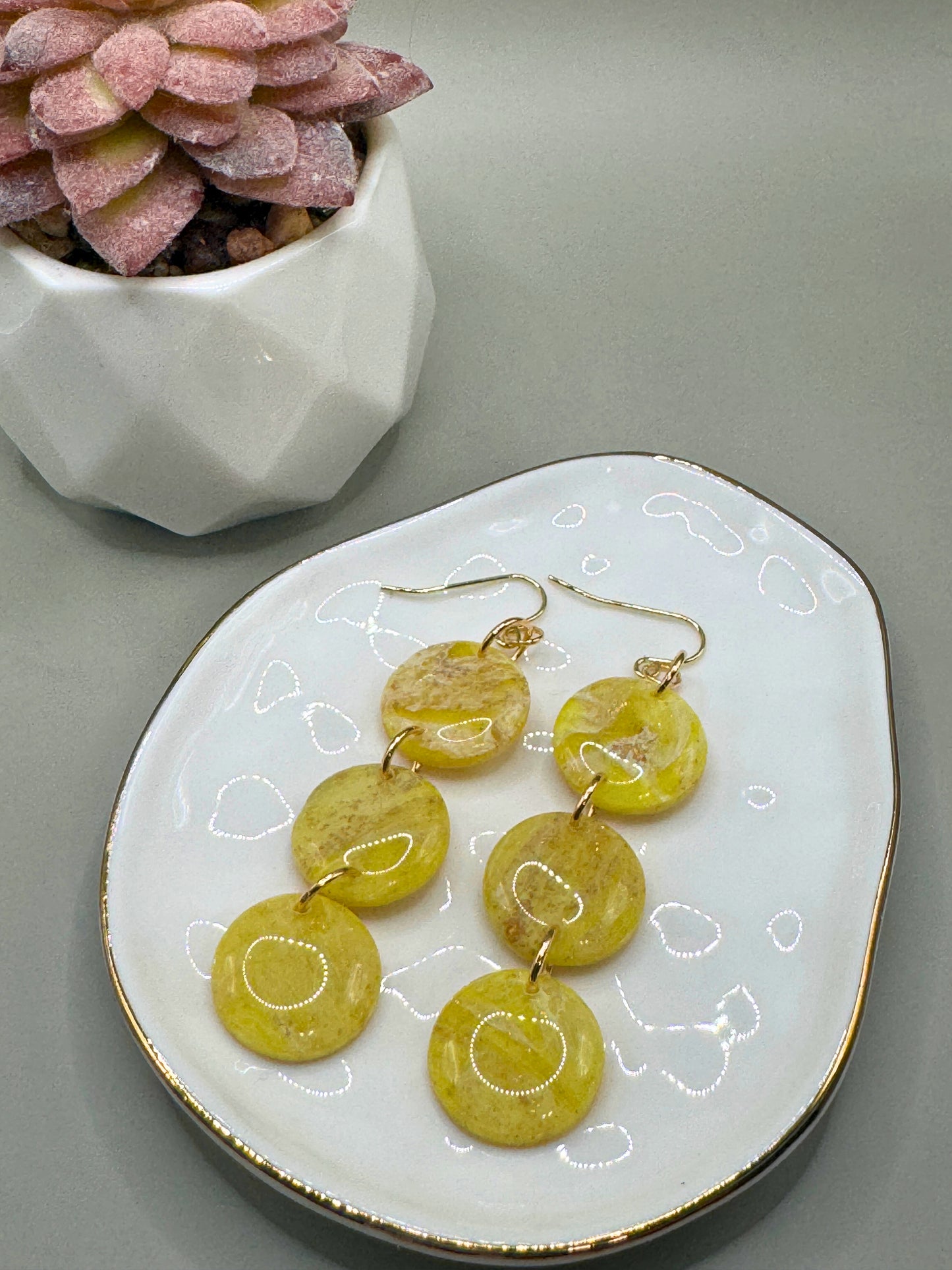 Faux stone Yellow Dangles