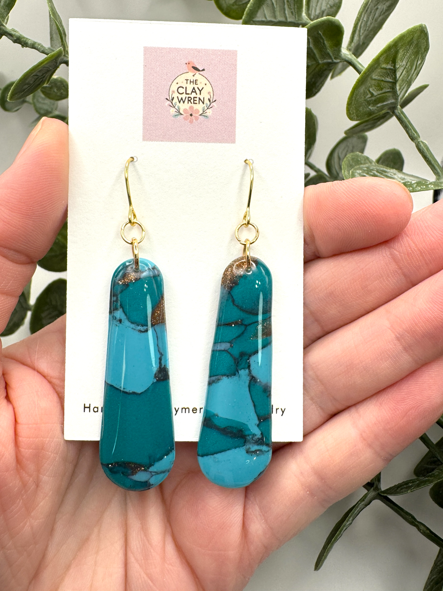 Faux Turquoise Dangles- Large