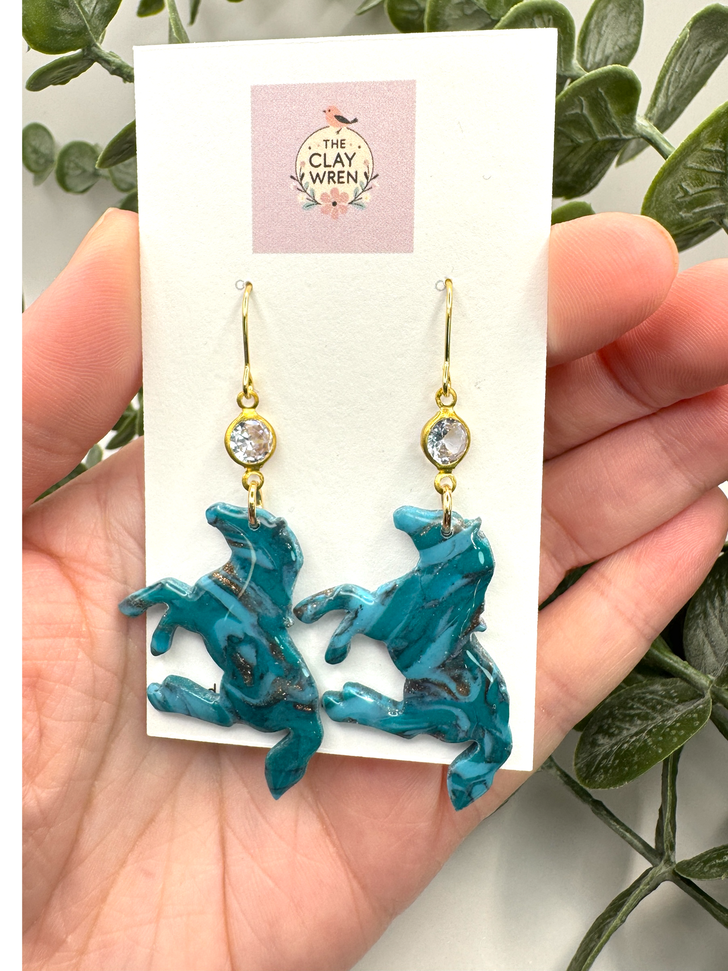 Faux Turquoise Dangles- Horses With Charm