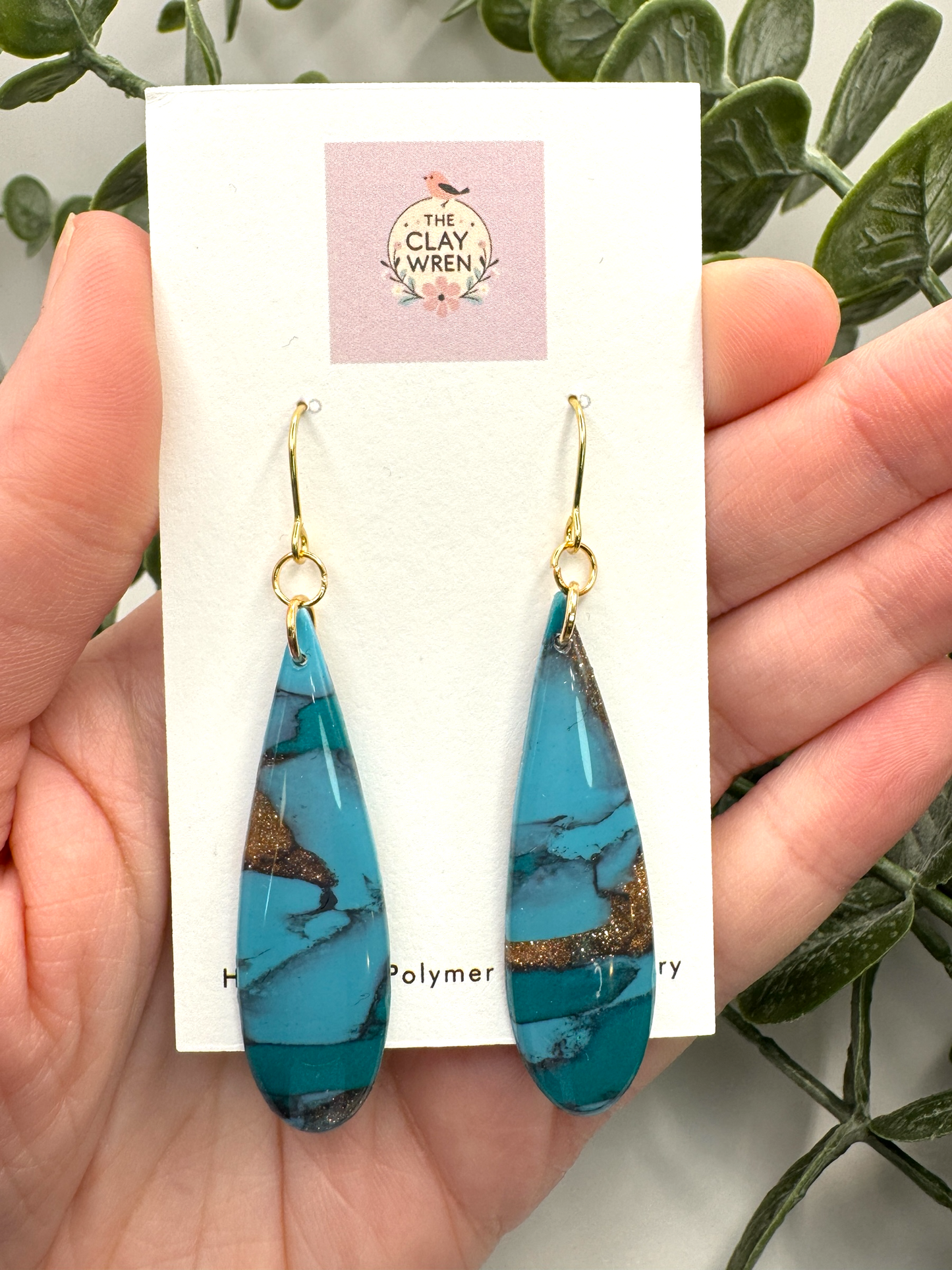 Faux Turquoise Dangles- Tear Drops