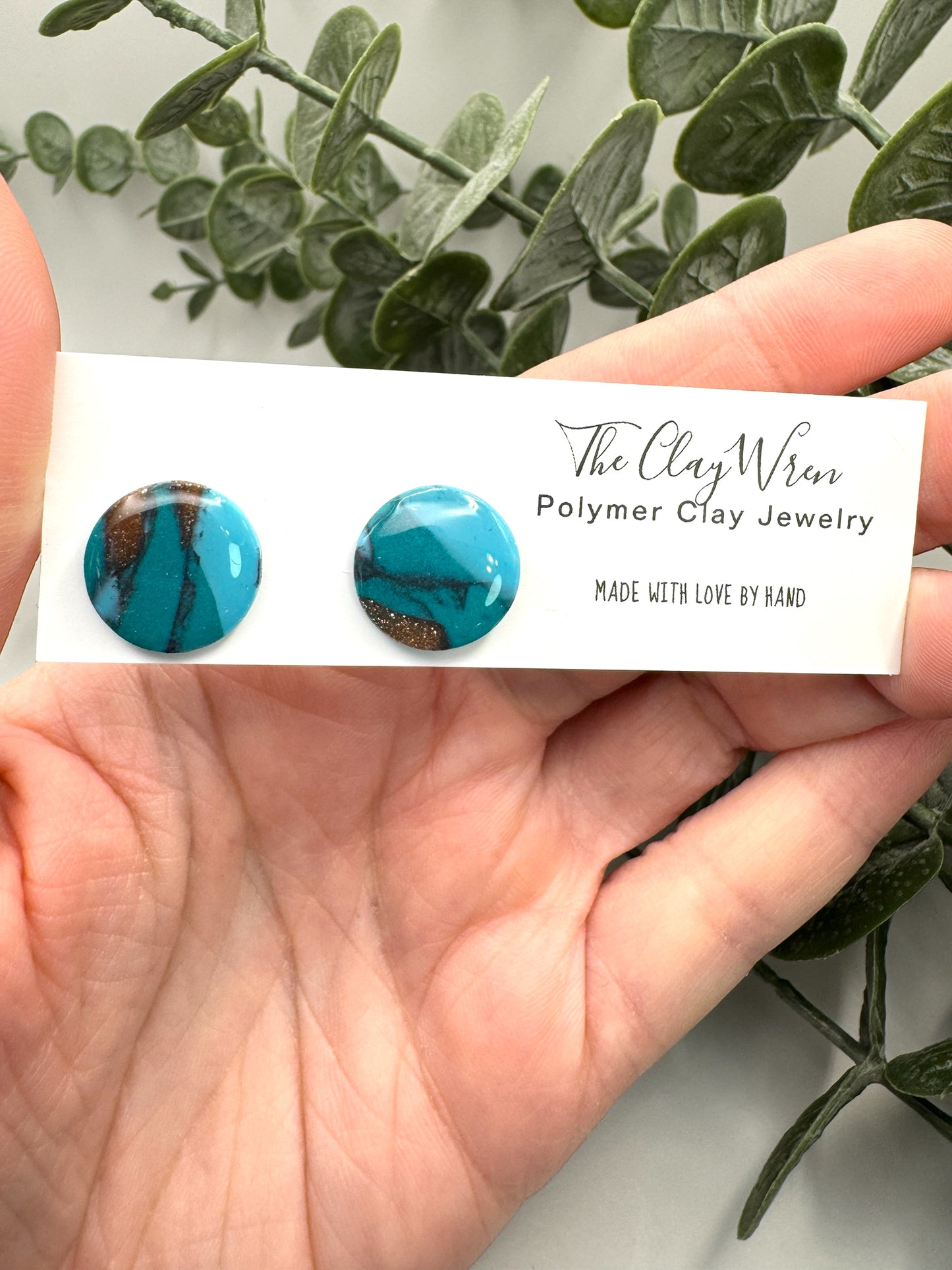 Faux PC Turquoise Studs