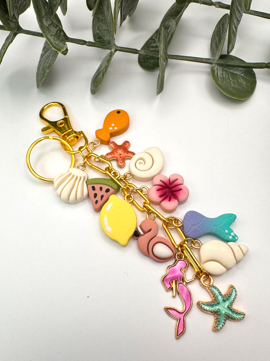 Ocean Getaway Bag Charm- Pink Mermaid
