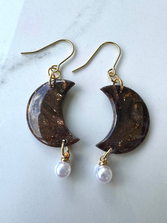 Copper Moon Dangles with Pearl