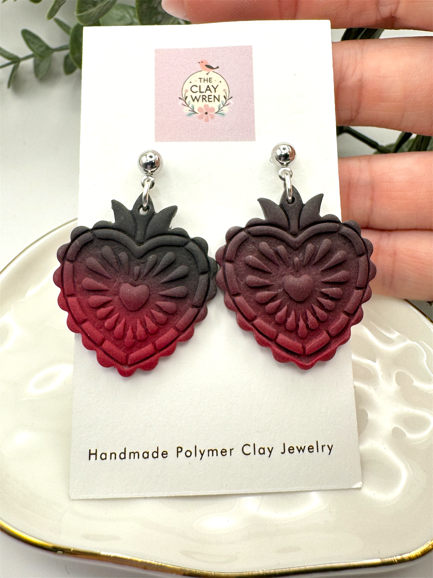Ombre Sacred Heart Dangles