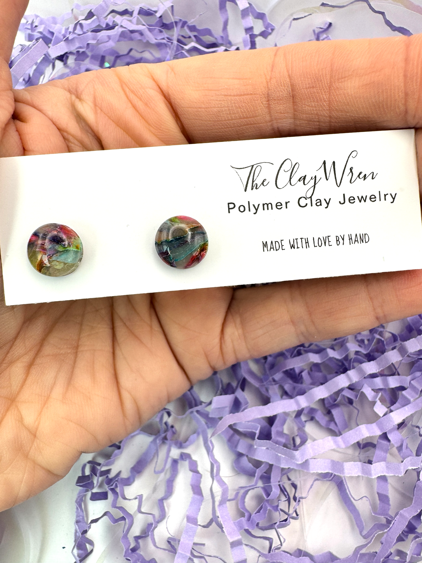 Rainbow Marble Studs
