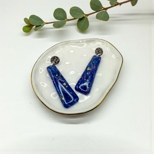 Faux blue and purple opal dangles