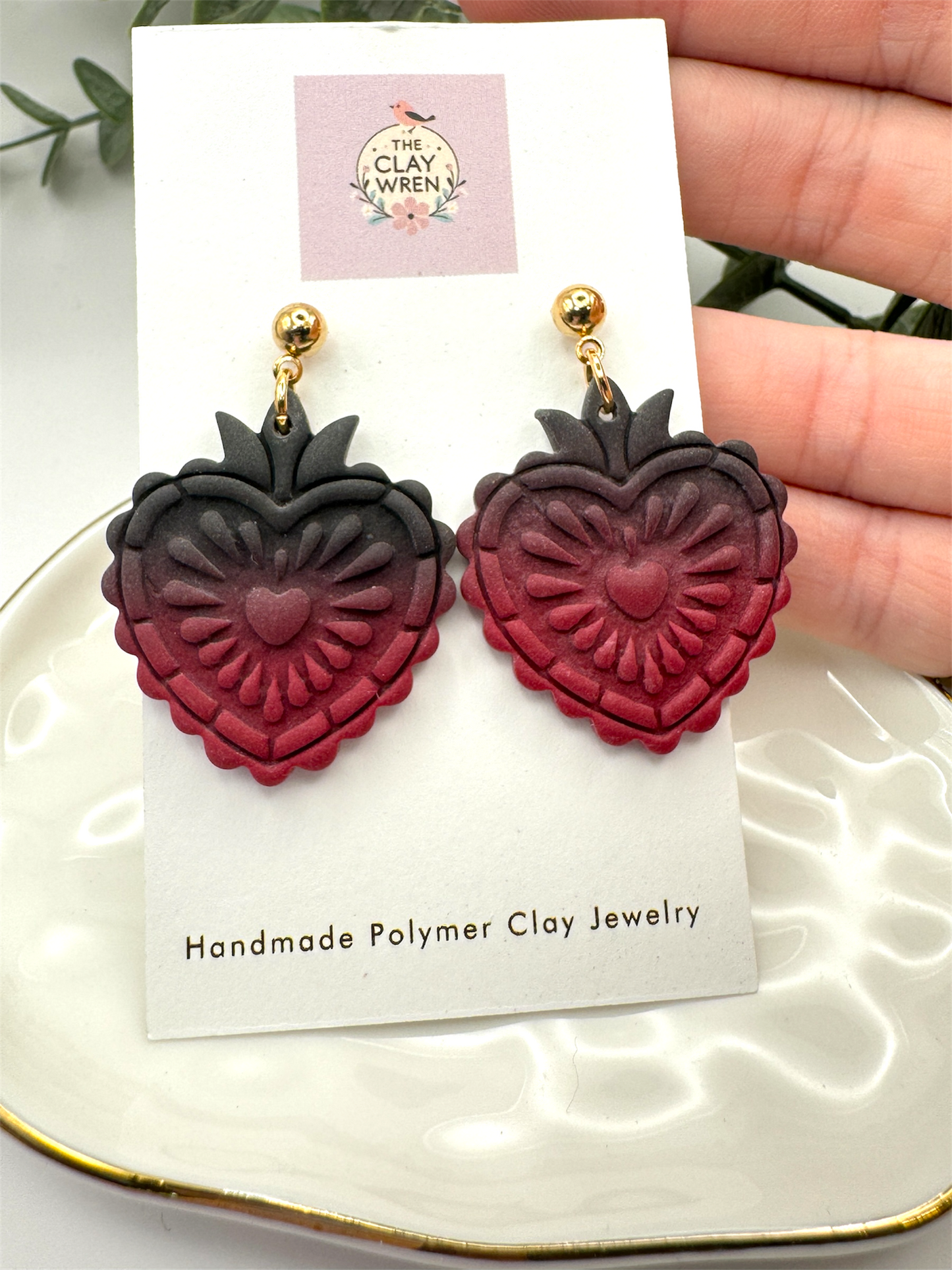 Ombre Sacred Heart Dangles