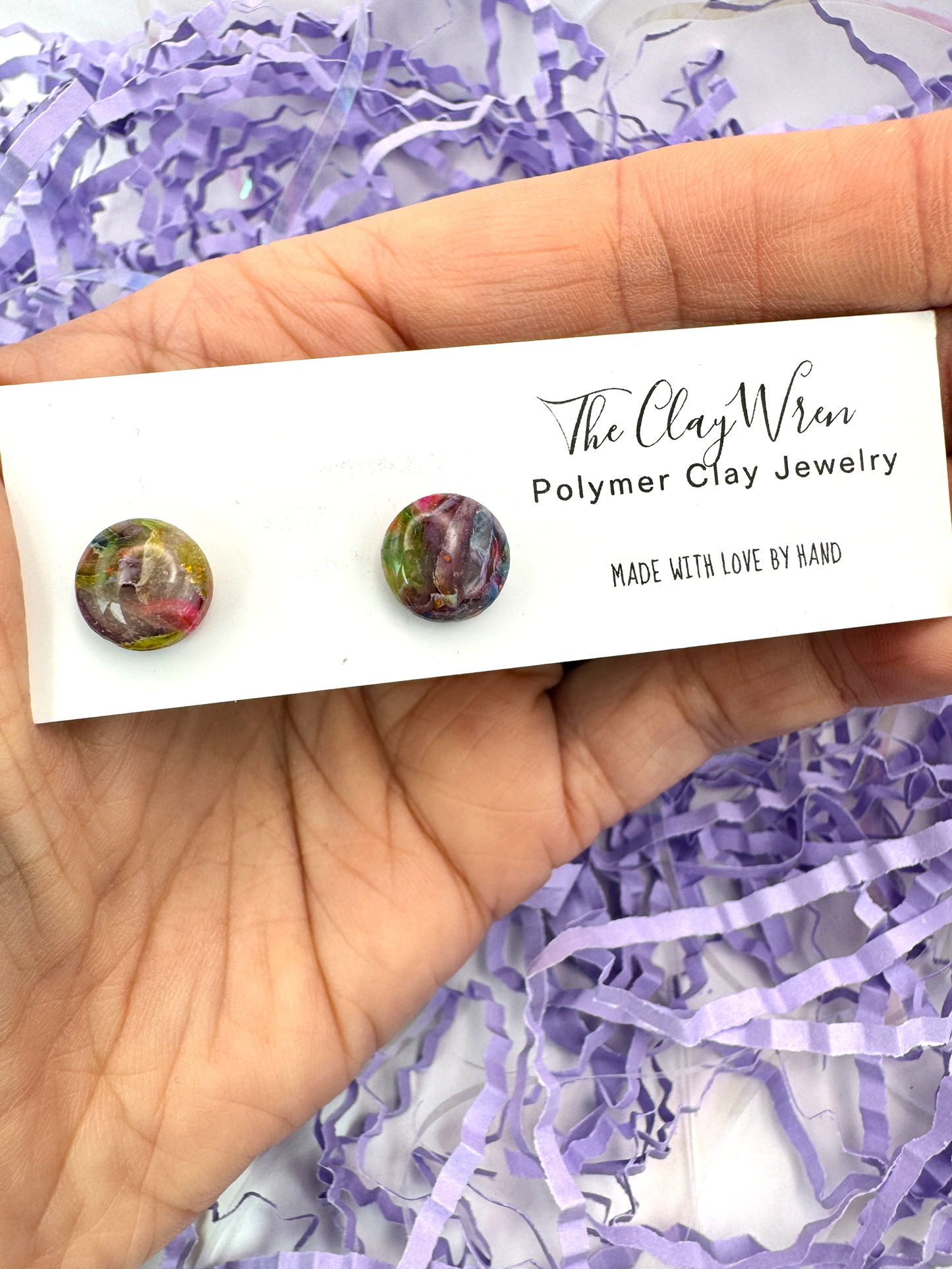 Rainbow Marble Studs