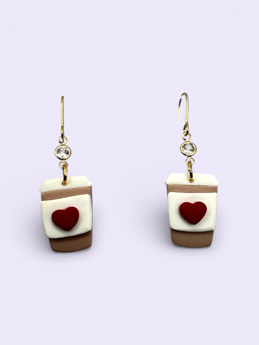 VDay Latte with Round Charm- Hooks (Stainless Steel)