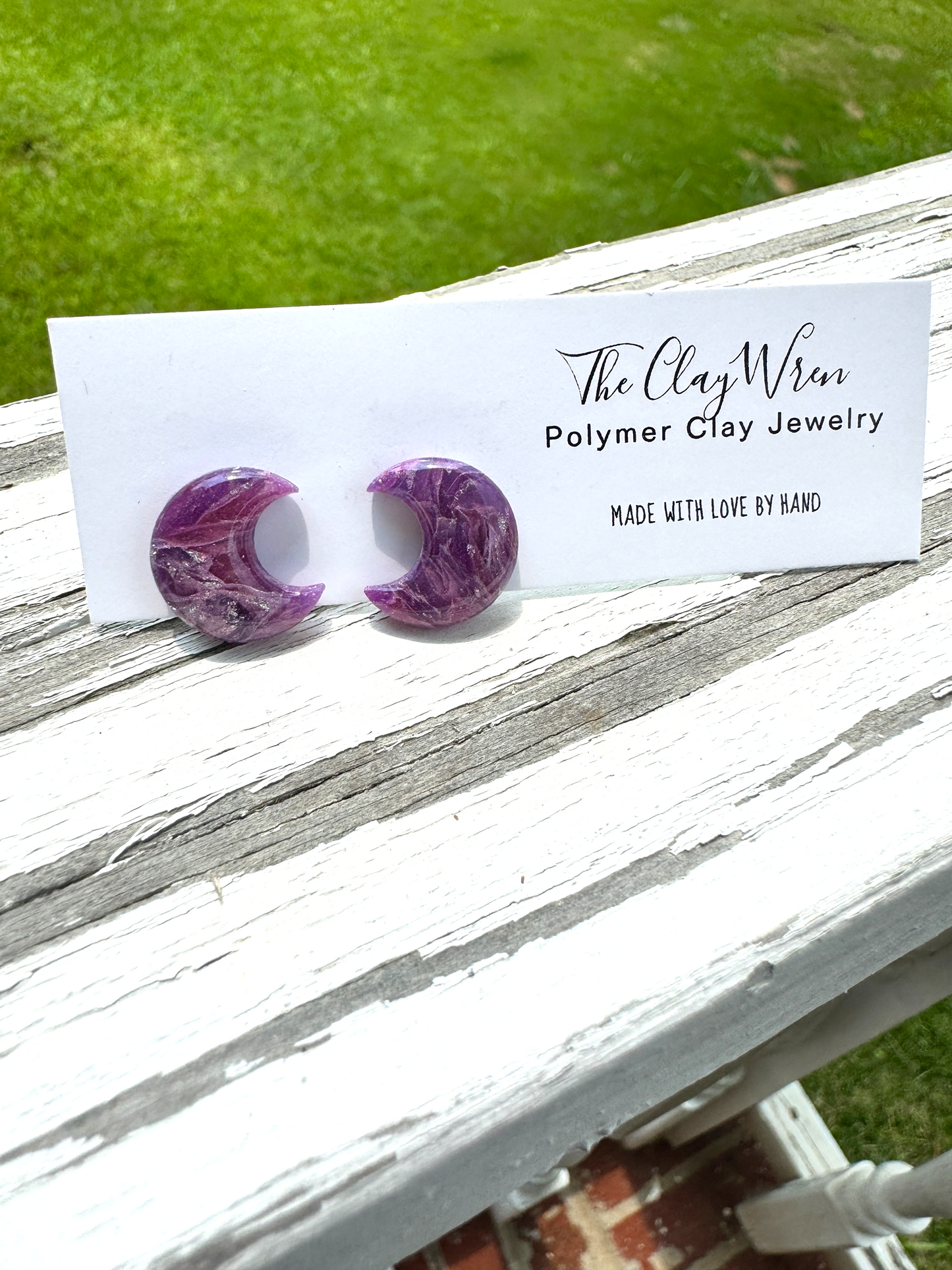 Purple Marble Studs- Moons