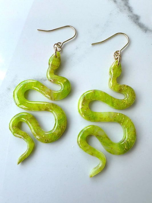 Peridot Inspired Snake Dangles