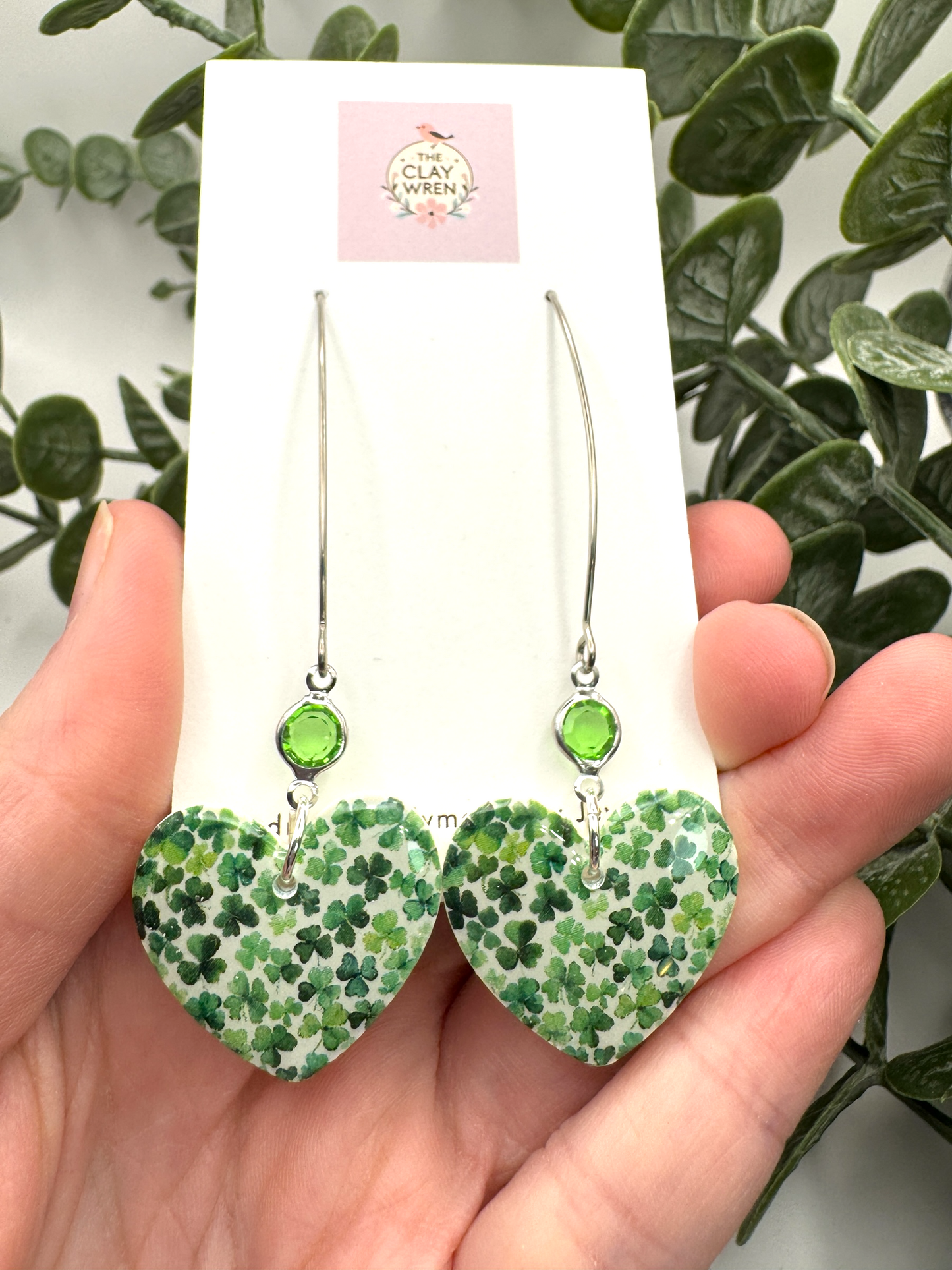 Shamrock hearts with charm (Silver)