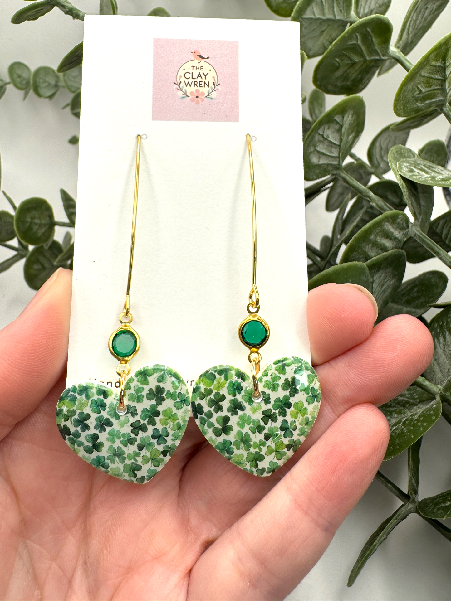 Shamrock hearts with charm (gold)