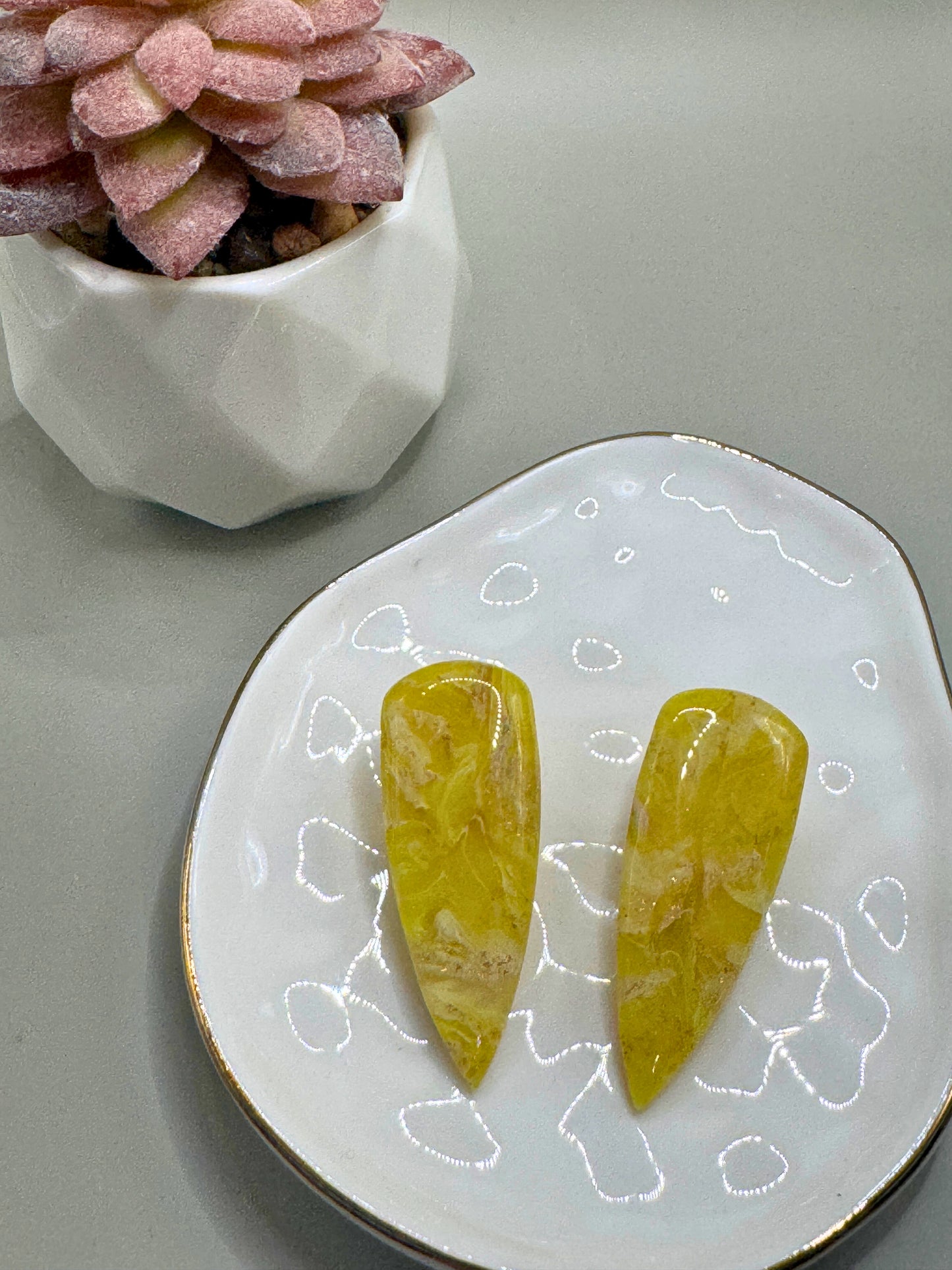 Faux stone Yellow Dangles