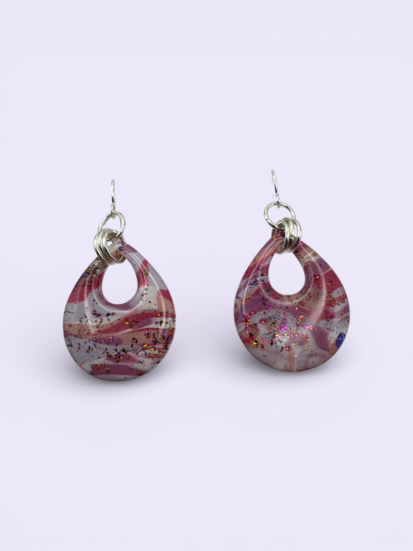 Multicolor Drop Donut Dangles- Silver Hooks (Stainless Steel)