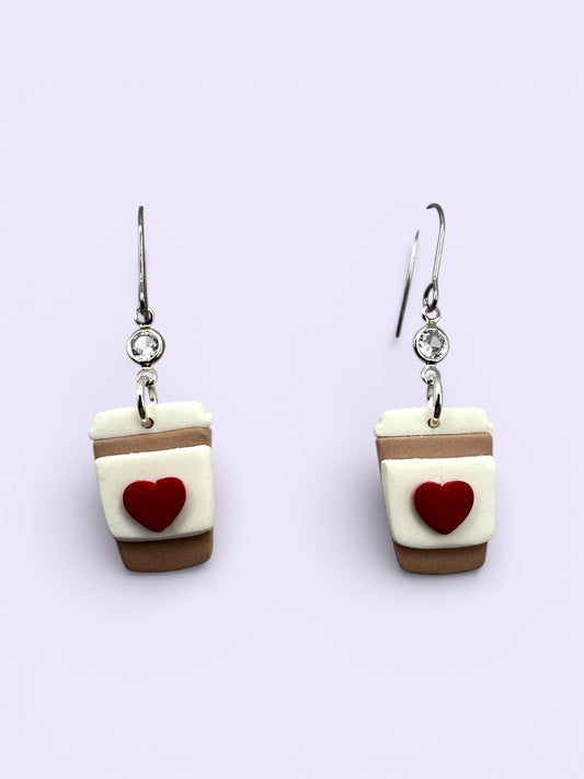 VDay Latte with Round Charm- Hooks (Stainless Steel)