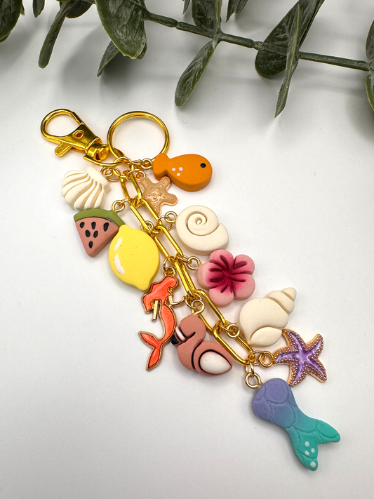 Ocean Getaway Bag Charm- Coral Mermaid