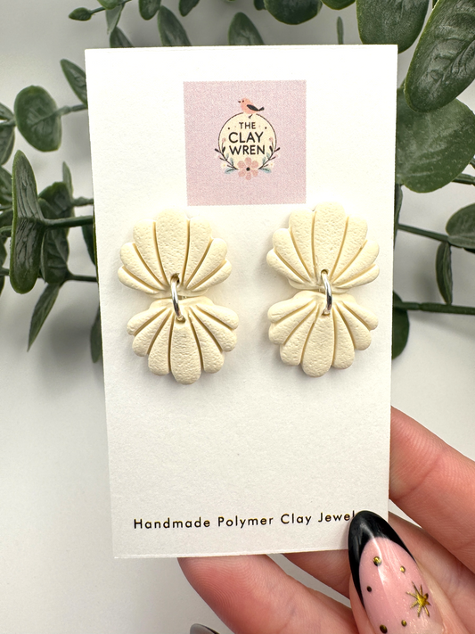 Scallop Shell Dangles- Silver