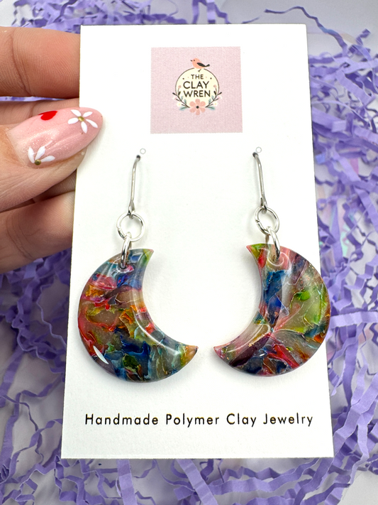 Rainbow Translucent Dangles- Moons
