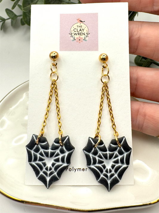 Spiderweb Heart Dangles
