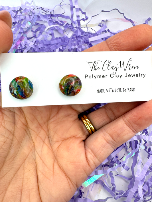 Rainbow Marble Studs