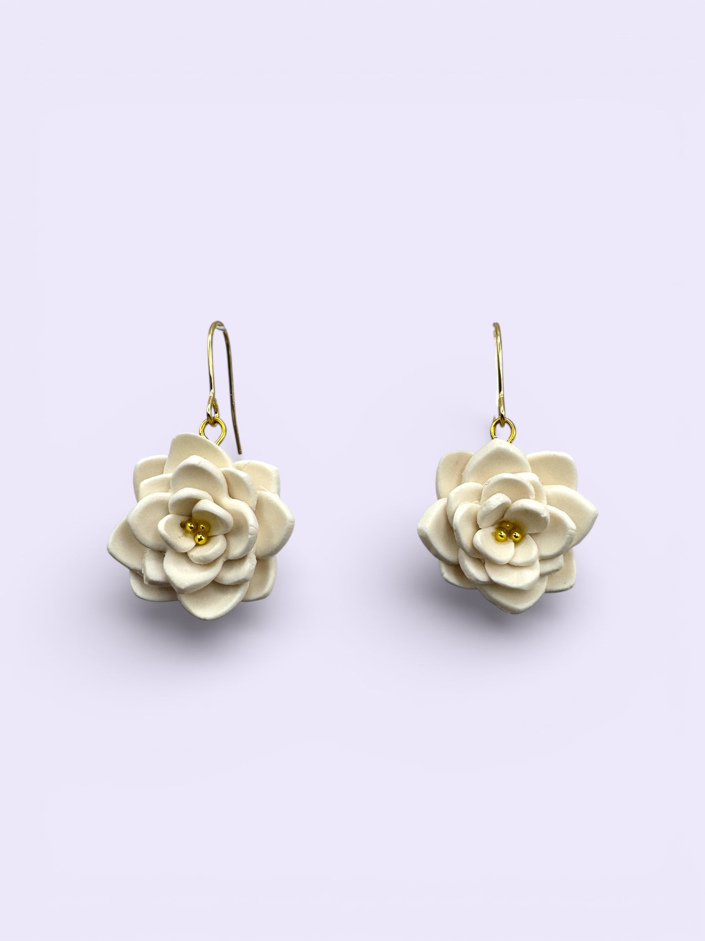 Hand Sculpted Flower Dangle- White