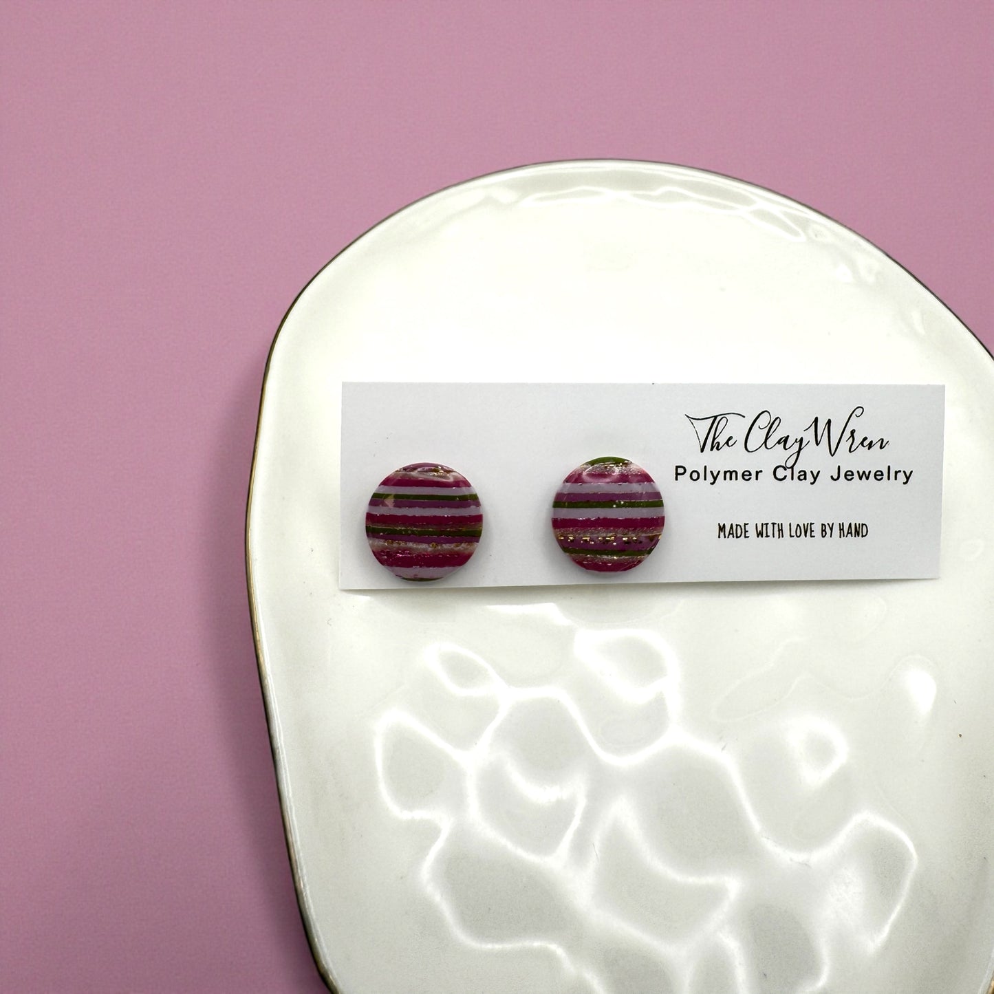 Pinkmas striped studs