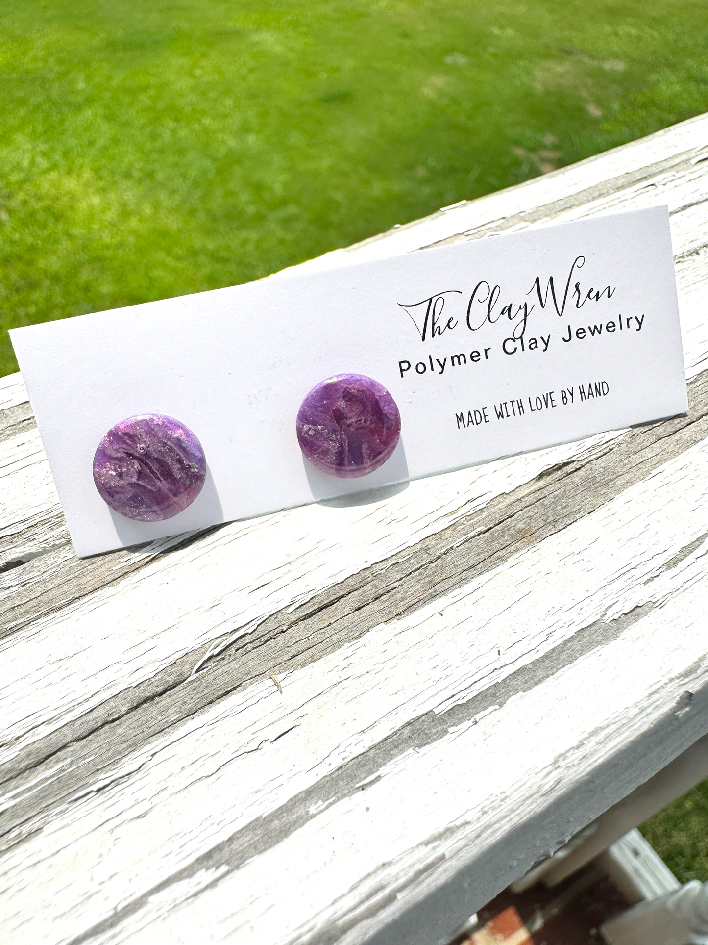 Small Purple Marble Studs