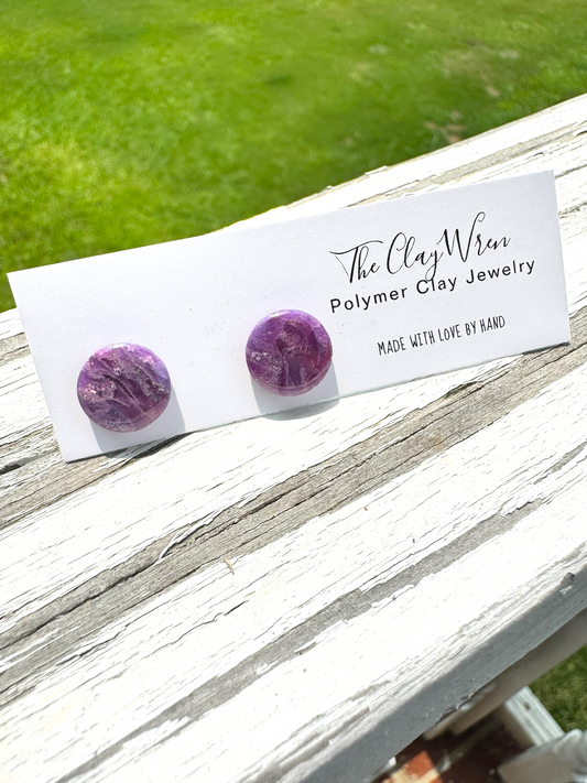 Small Purple Marble Studs