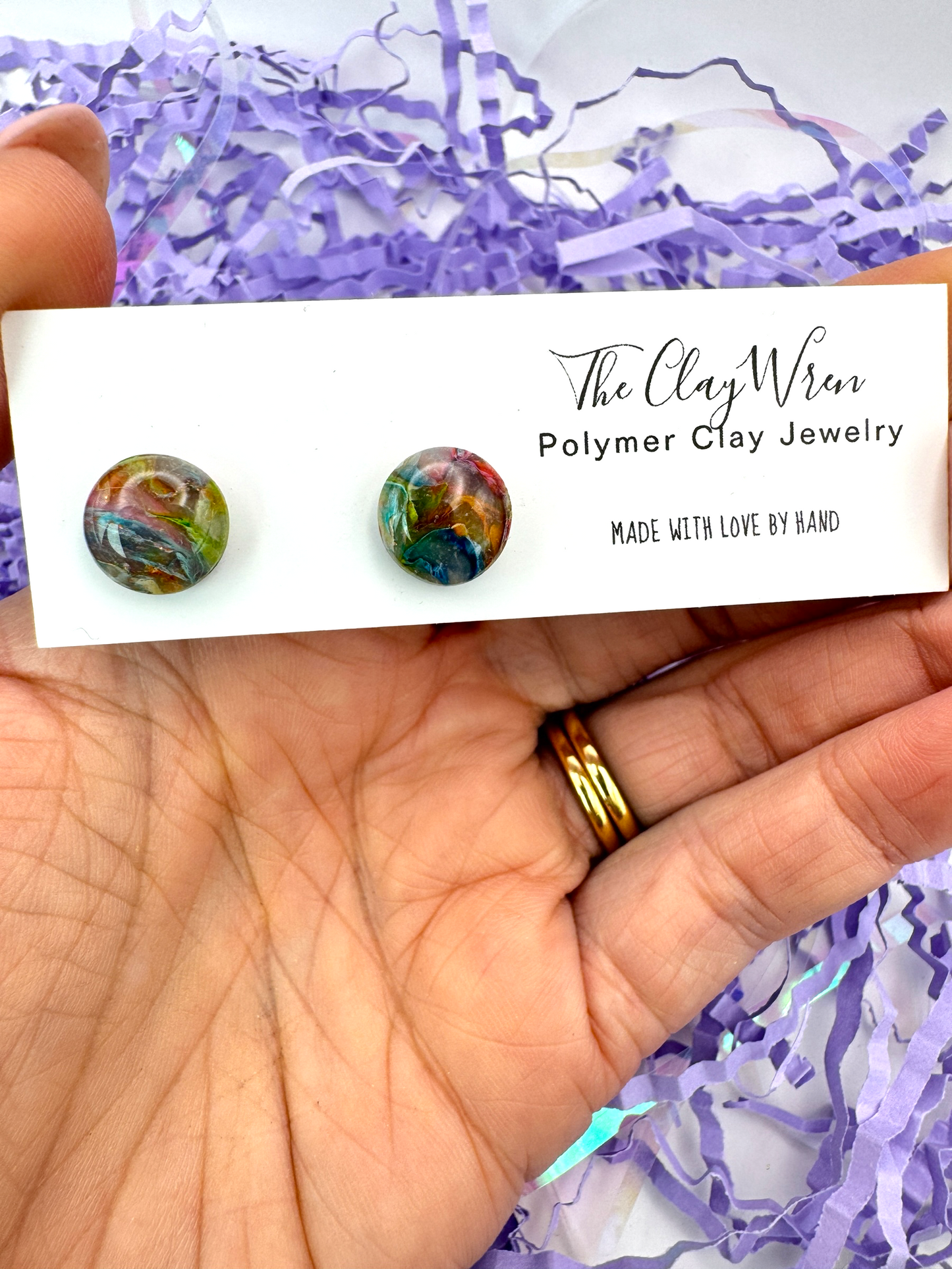 Rainbow Marble Studs
