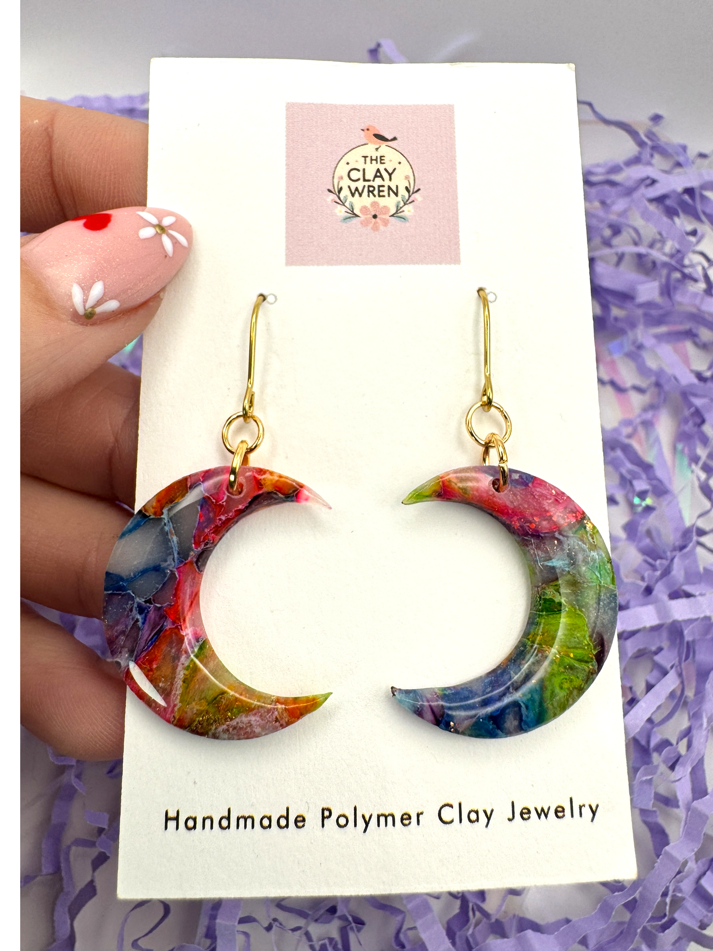 Rainbow Translucent Dangles- Moons