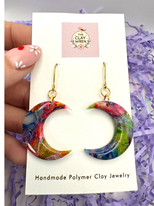 Rainbow Translucent Dangles- Moons