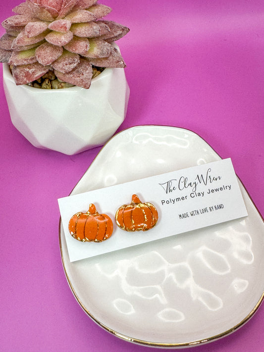 Orange Pumpkin Studs