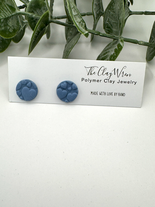 Everyday Textured Studs- Puffy Hearts